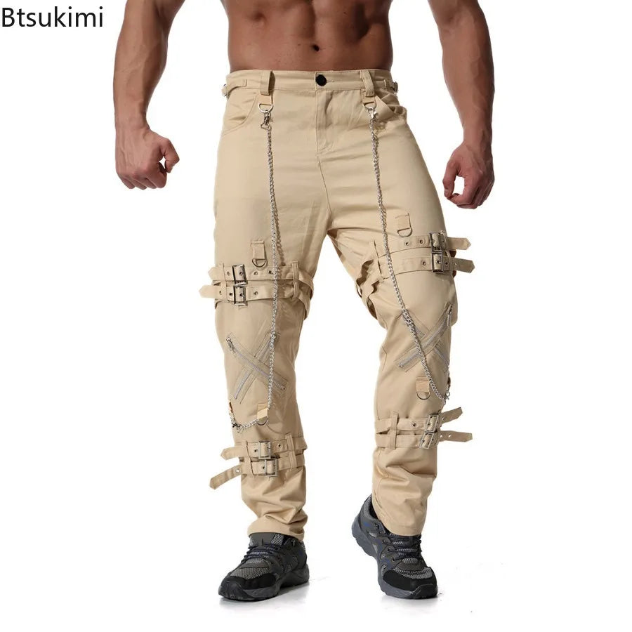 2026 Personality Men's Clothing Fashion Hip Hop Joggers Pants Punk Rock Cargo Pants Trend Streetwear Men Vintage Casual Trousers