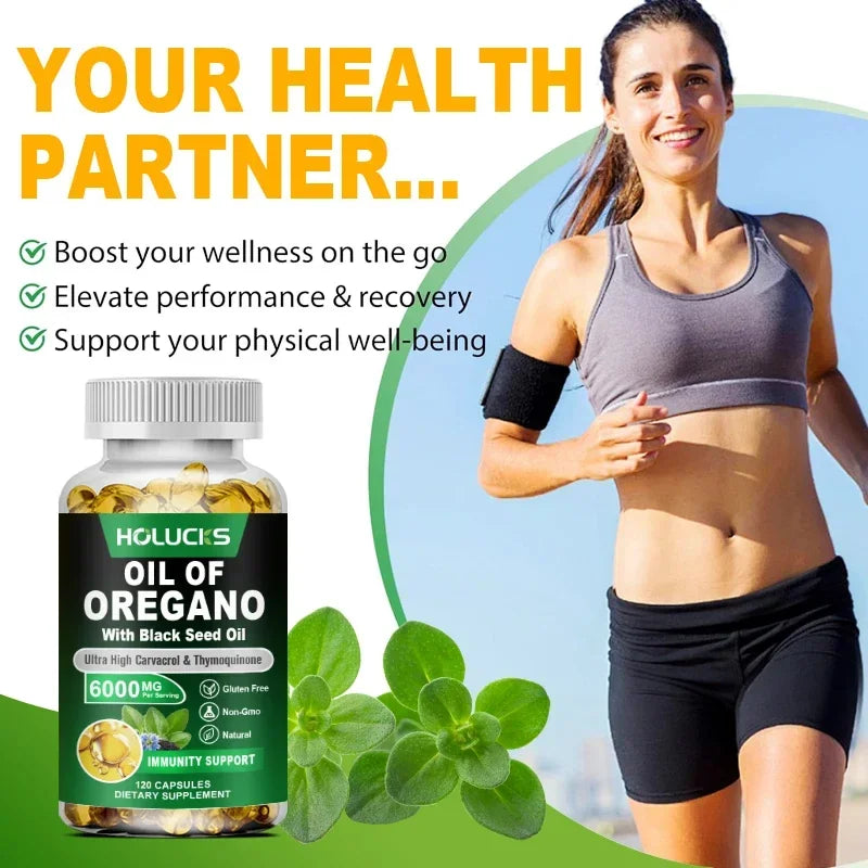 Pure Oil of Oregano Supplement, for Sinus Relief, Allergies & Healthy Immune Response, Respiratory & Gut Health, GMP Certified