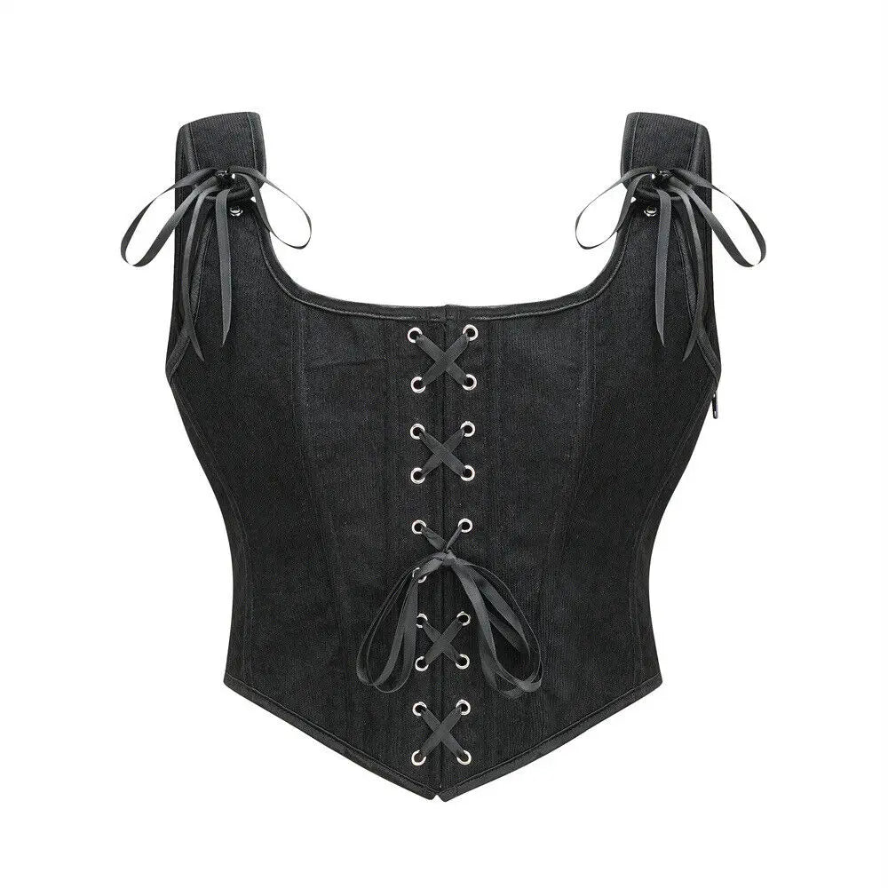 Women Renaissance Corset Front Lace Up U Back Bodice Corsets Victorian Bustier