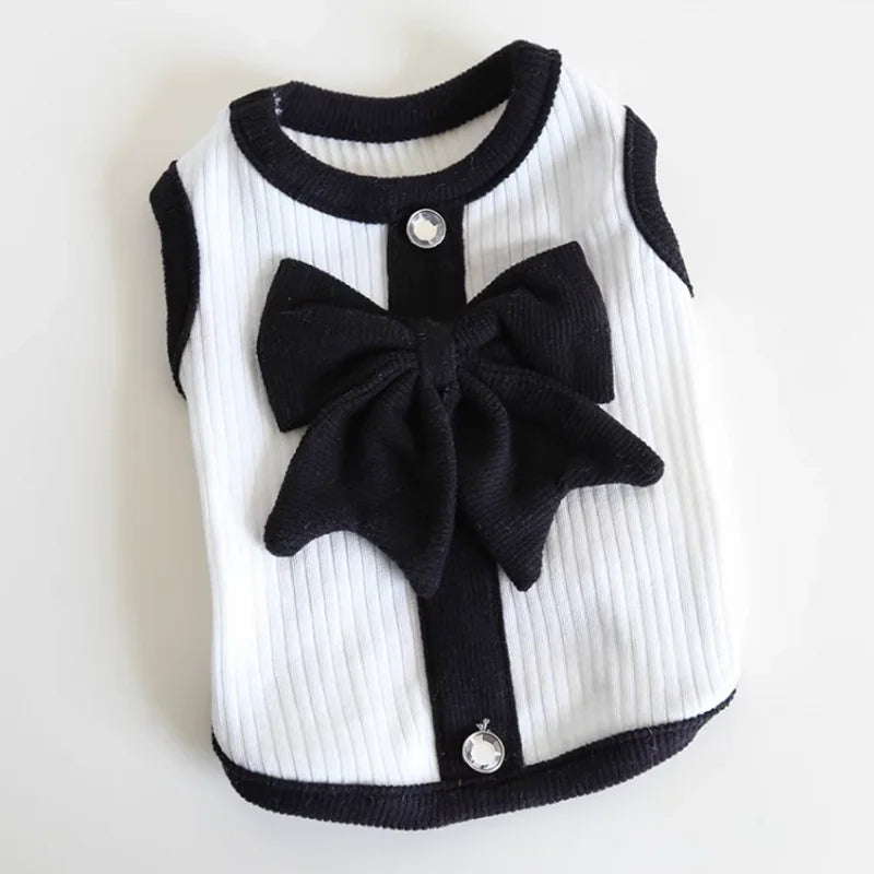 Dog Clothes for Small Dogs Dog Summer T-Shirt Pet Dog Skirt Black White Retro Dresses Puppy Costume Chihuahua Bichon Clothing