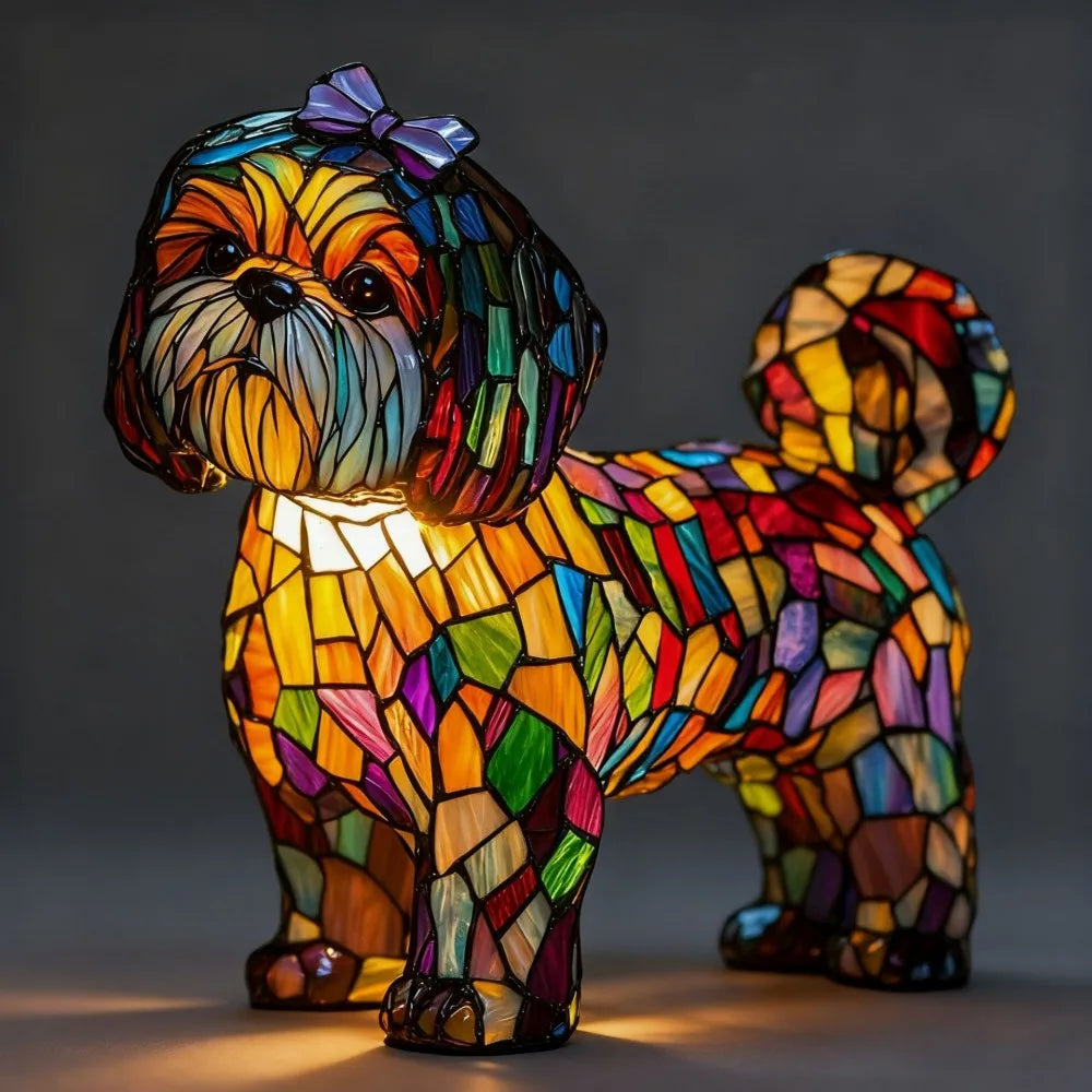 LED Night Light Glowing Dog Series Artistic Animal Statues French Bulldog Labrador Retriever Golden Retriever Resin Ornaments