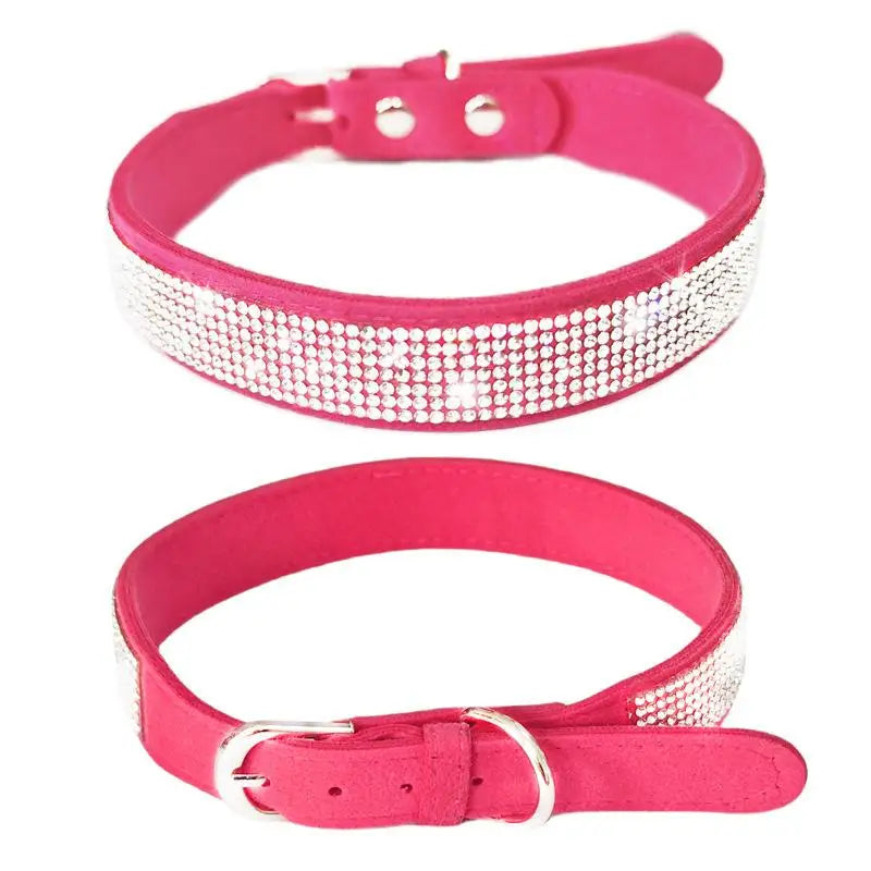 Crystal Dog Collar Comfortable Glitter Rhinestone Dog Collars Zinc Alloy Buckle Collar For Small Dogs Cats
