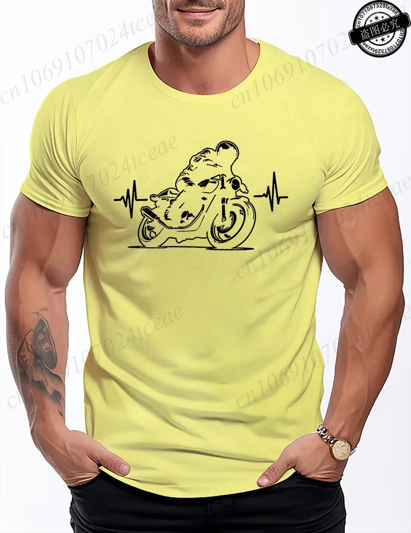 Motorcycle Racing Leisure T Shirt Men Clothing Short Sleeve Casual Top Tees Biker Motorcyclist Print Men Women T-Shirt Clothing