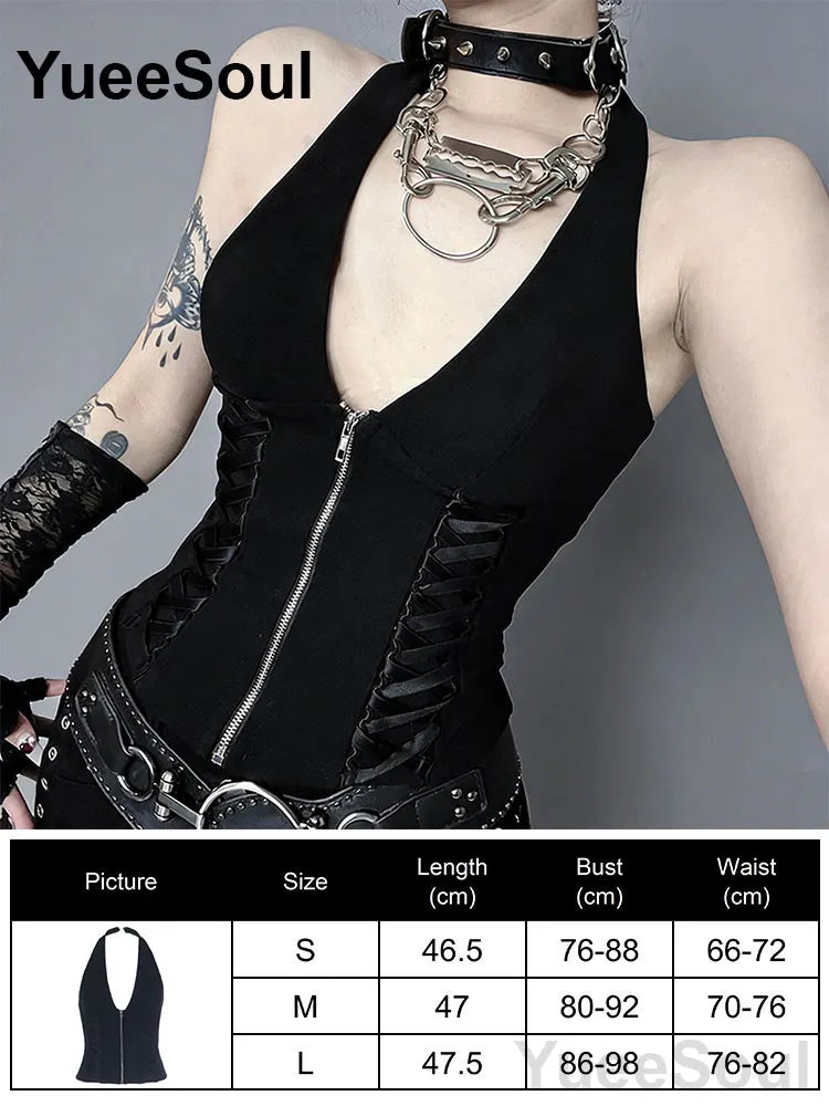 Gothic Crop Tops Black Lace Mesh Tanks Tops 2026 New Y2K Goth Punk Grunge Fairy Core Sexy Y2K Halloween 2000s Women Clothing