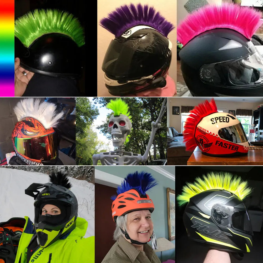 Helmet Mohawk Synthetic wig Decorative Riding Helmet Wig Adhesive Mohawk for Motorcycle Bicycle Ski lmost Helmet Accessories