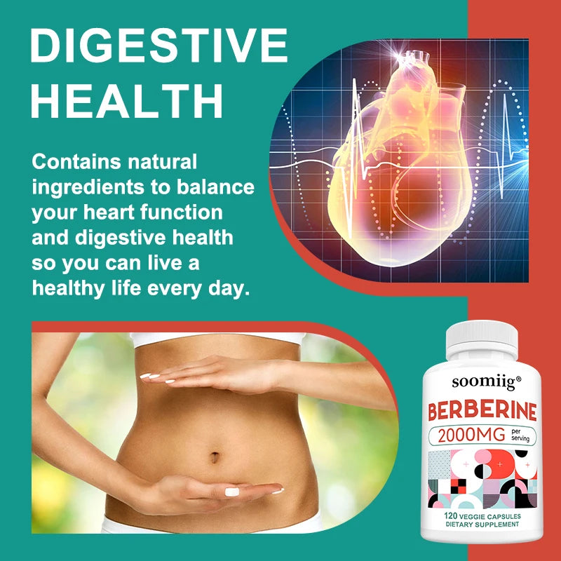 2000 Mg Berberine Supplement Capsules, Supports Metabolism, Regulates Blood Sugar Levels, and Enhances The Immune System