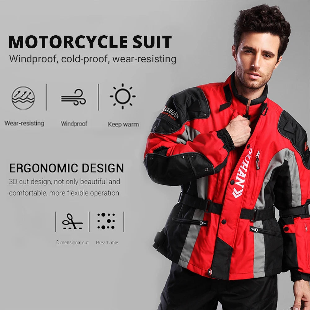 Motorcycle Jackets Wear-resistant Motorbike Riding Jackets Four Seasons Motocross Clothing Breathable Built-in Protective Gear