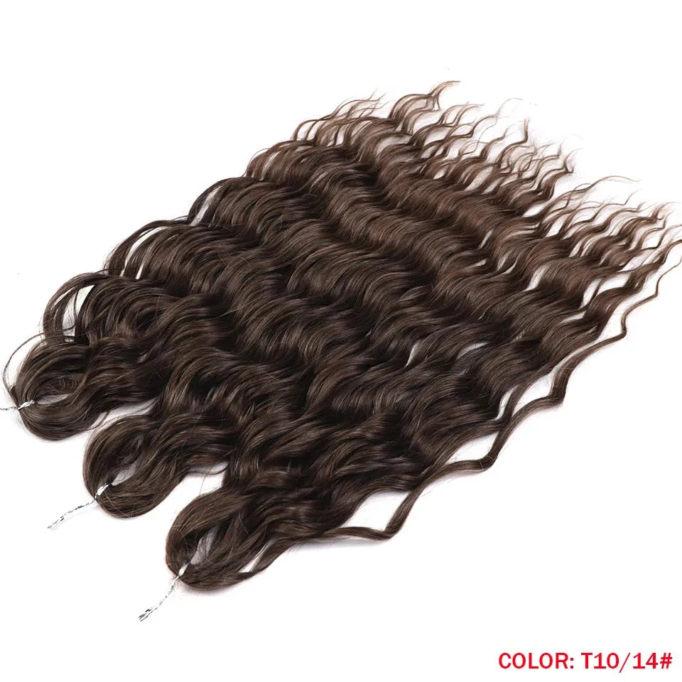 Noble 24 Inch Synthetic Hair Water Wave Braiding Hair Extensions Ombre Rainbow color Deep Wave Curl Twist Crochet Hair Extension