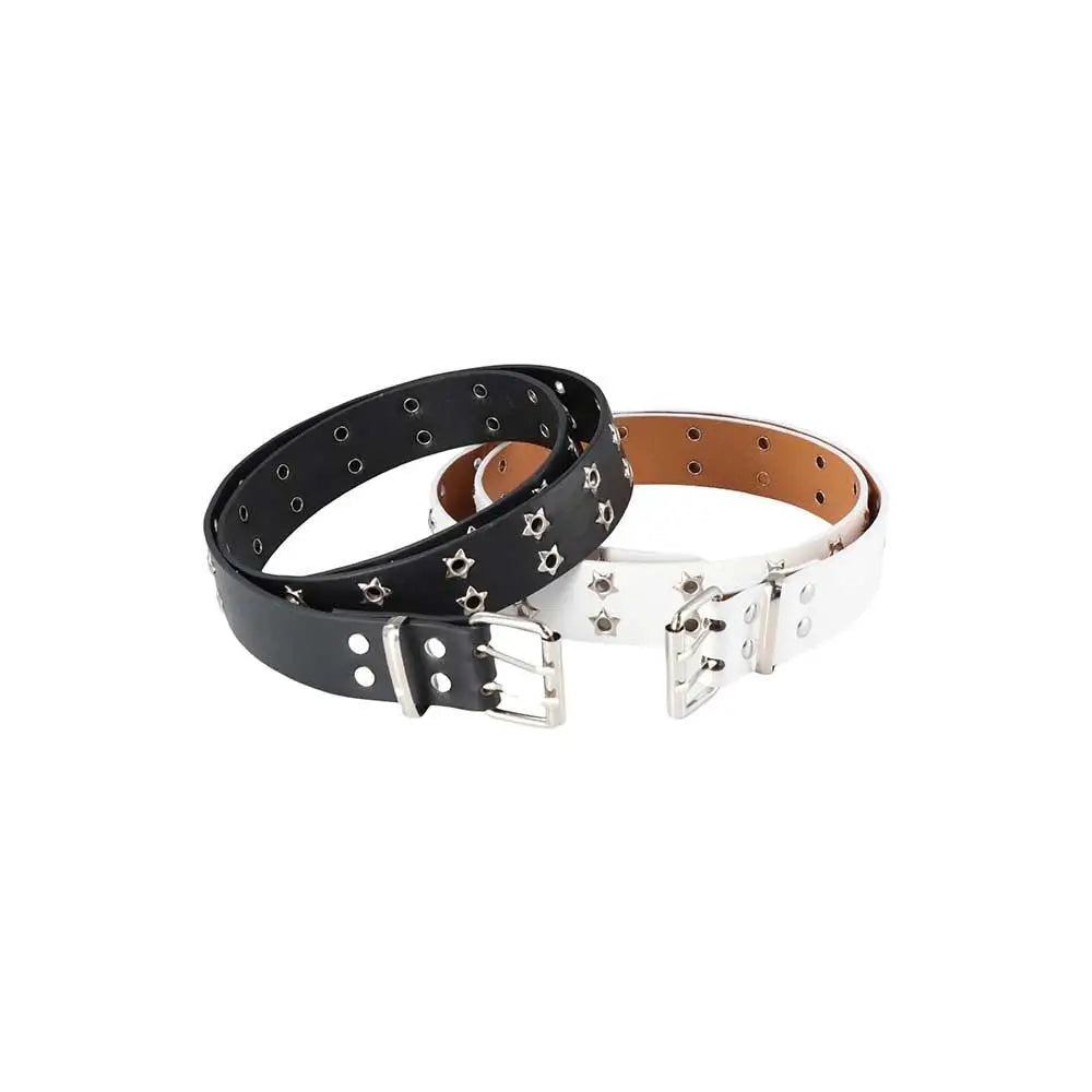 Punk Adjustable Star Hole Belt Accessories For Man Wide Side Women Waistband Waist Strap Korean Waist Belts Double Grommet Hole