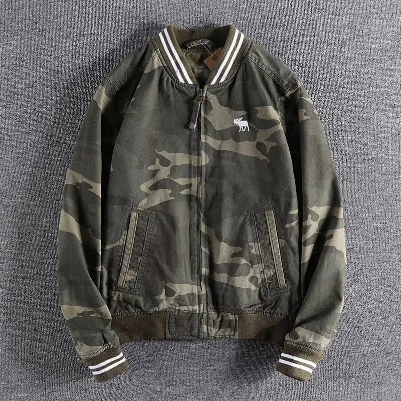 American Style Tactical Vest Men's Camouflage Outdoor Canvas Workwear Jacket Loose Fit V-Neck Single Button Closure Cotton