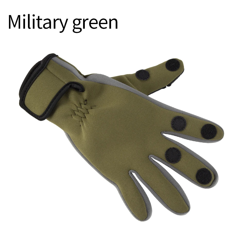 Hunthouse Fishing Gloves Two Finger Neoprene Winter Fishing Gloves PU Breathable Leather Warm Pesca Fitness Fishing Accessories
