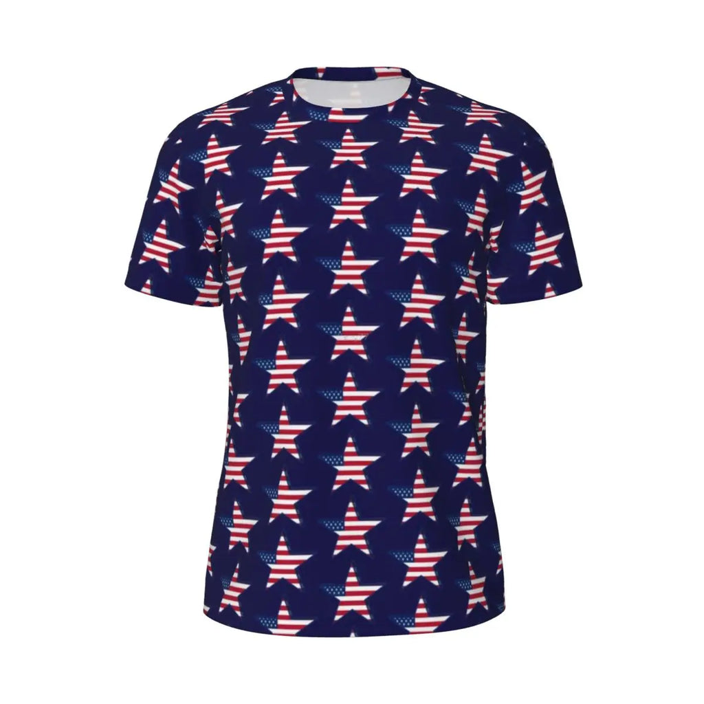USA American Flag T-Shirt Male Star Print Patriotic Streetwear Running T-Shirts Breathable Beach Fashion Tees Oversize Tops