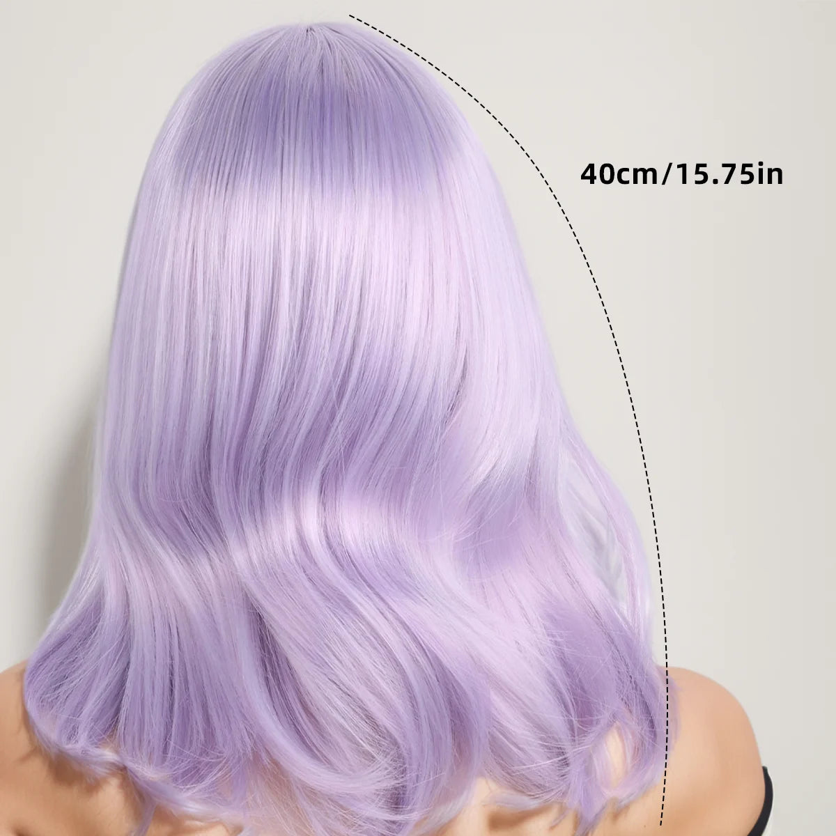 Short Straight Hair Wig with Inward Curls and Middle Parting in Light Purple for Women's Outfits. Soft Synthetic, Heat-Resistant, and Durable. Suitable for Daily Wear, Outfits, and Parties. Cosplay Wig, Party Supplies, Hair S