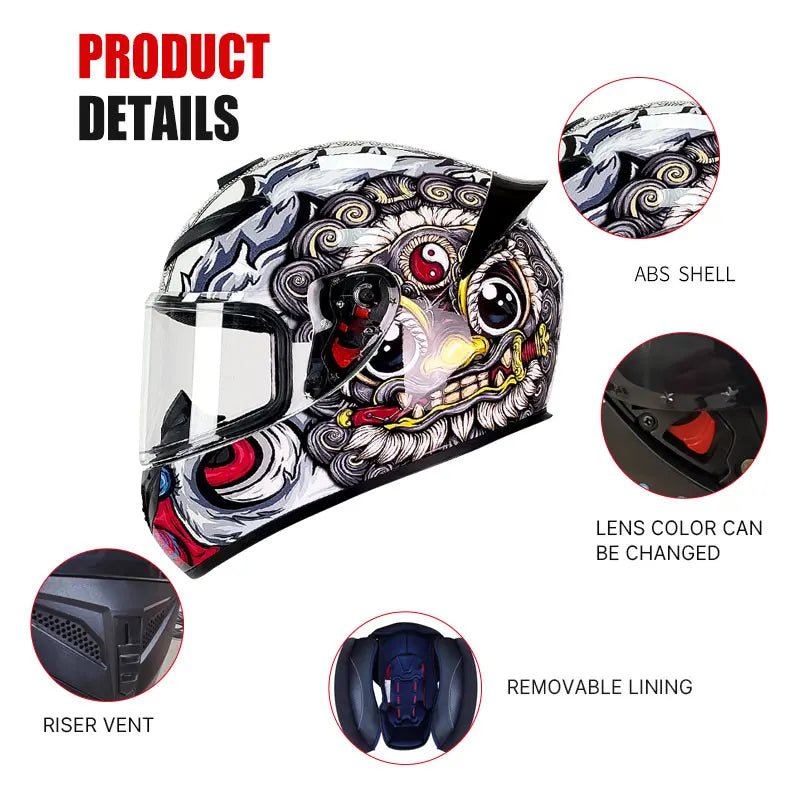 Adult Helmets For Motorcycle Full Face Helmet HD Visors Capacete De Moto Capacetes DOT Approved