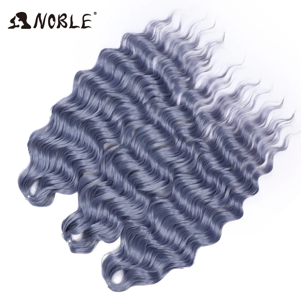 Noble 24 Inch Synthetic Hair Water Wave Braiding Hair Extensions Ombre Rainbow color Deep Wave Curl Twist Crochet Hair Extension