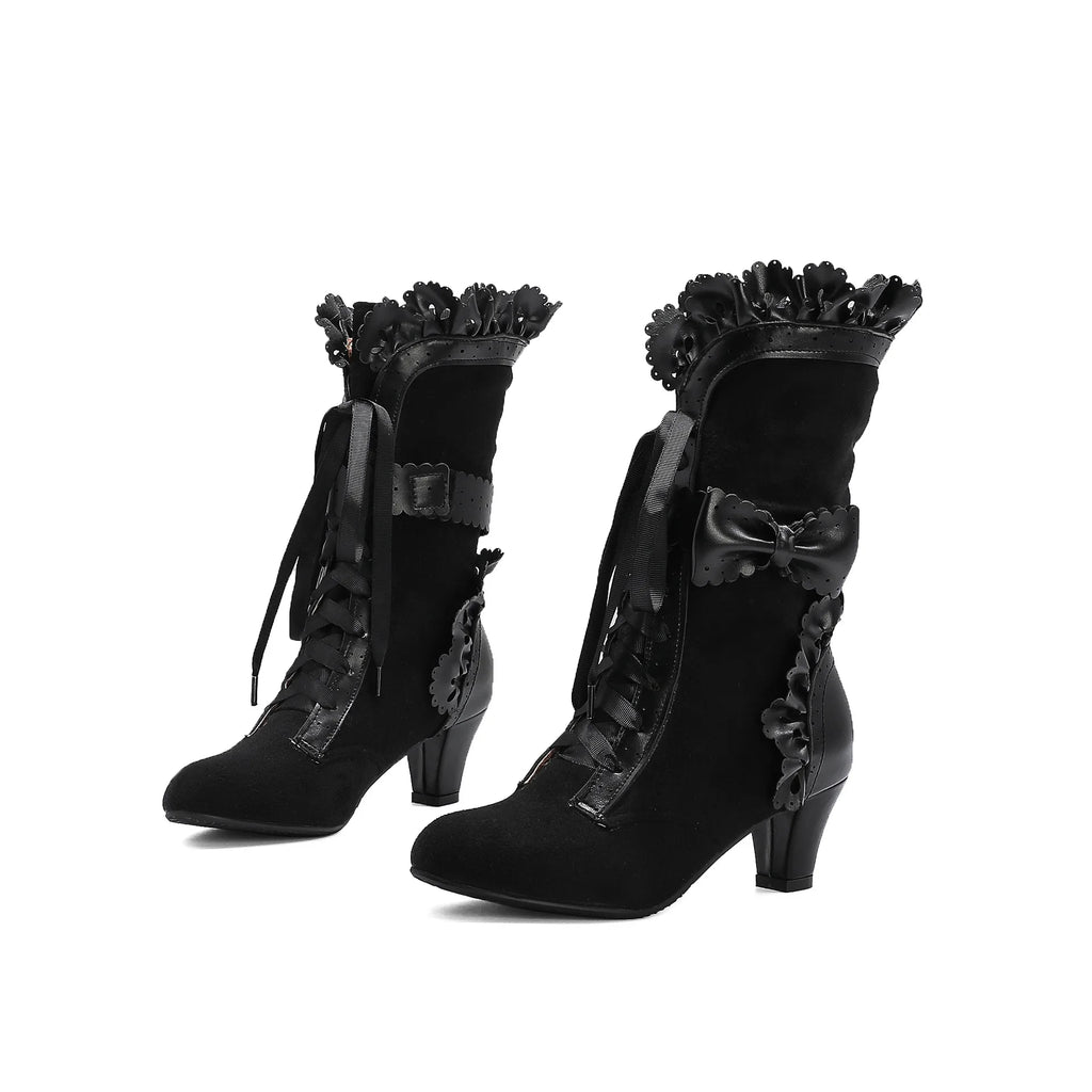 Renaissance Medieval Victorian Steampunk Cosplay PU Shoes Boots for Women