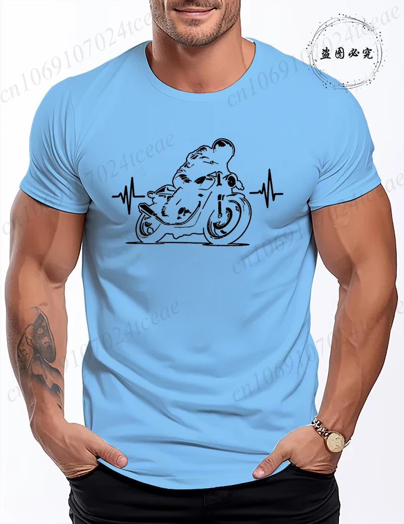 Motorcycle Racing Leisure T Shirt Men Clothing Short Sleeve Casual Top Tees Biker Motorcyclist Print Men Women T-Shirt Clothing