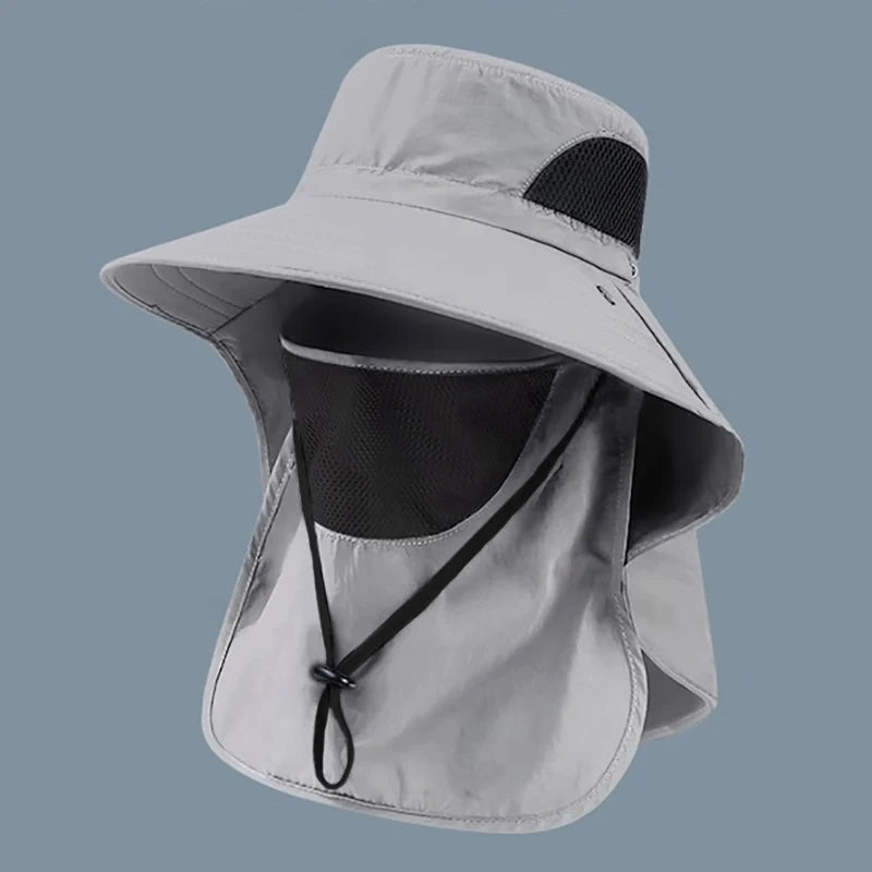 Outdoor Hunting Fishing Cap For Men Women Hiking Camping Visor Bucket Hat Neck Flap Fisherman Hat Summer Sun Hats UV Protection