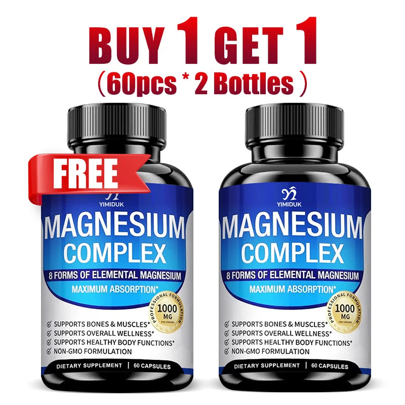 Magnesium Supplements, with Magnesium Glycinate, Malate & Citrate, Support Bone & Muscle Health, Metabolism, Sleep