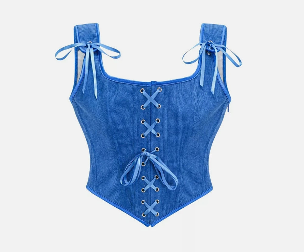 Women Renaissance Corset Front Lace Up U Back Bodice Corsets Victorian Bustier
