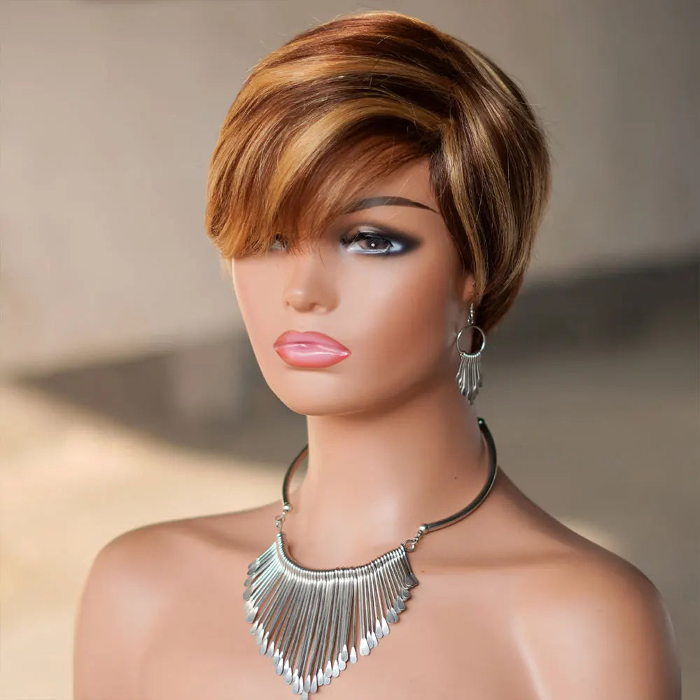INS FACIN Short Bob Wigs None Lace Front Brazilian Remy Human Hair Wigs with Bangs Kinky Curly Wigs for Women 180% Density