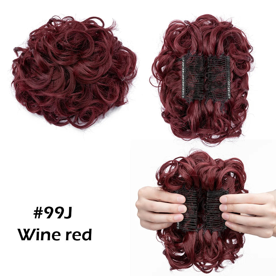 S-noilite Synthetic LARGE Comb Clip In Curly Hair Extension Chignon Hair Pieces Women Updo Cover Hairpiece Extension Hair Bun