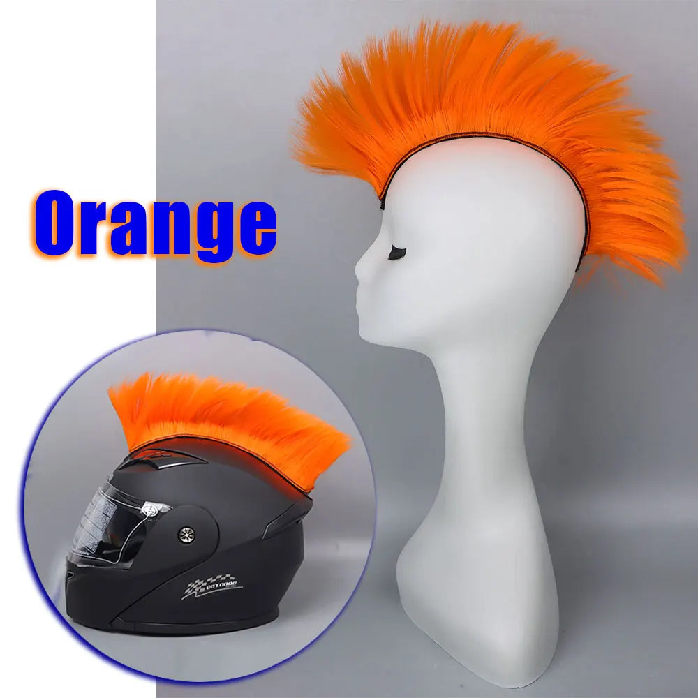 Helmet Mohawk Synthetic wig Decorative Riding Helmet Wig Adhesive Mohawk for Motorcycle Bicycle Ski lmost Helmet Accessories