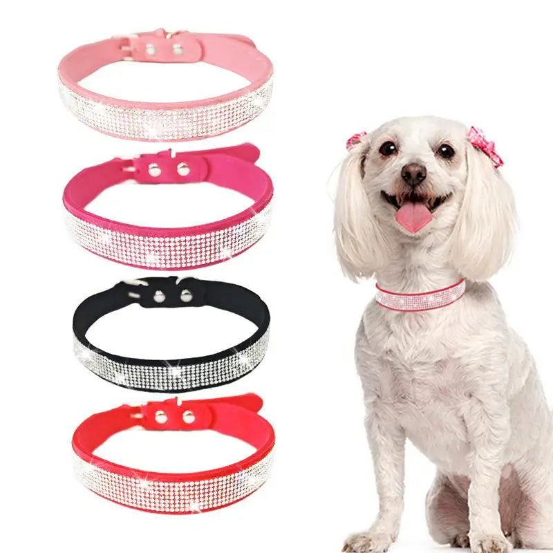 Crystal Dog Collar Comfortable Glitter Rhinestone Dog Collars Zinc Alloy Buckle Collar For Small Dogs Cats