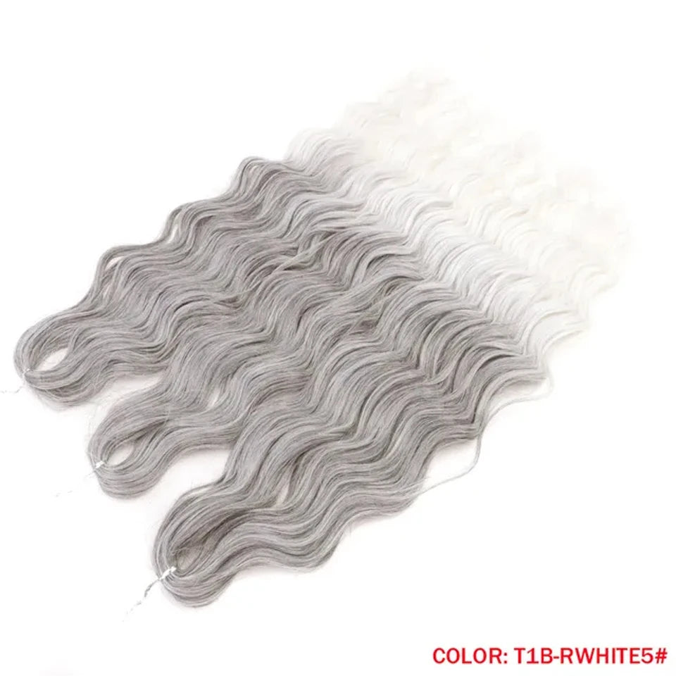 Noble 24 Inch Synthetic Hair Water Wave Braiding Hair Extensions Ombre Rainbow color Deep Wave Curl Twist Crochet Hair Extension