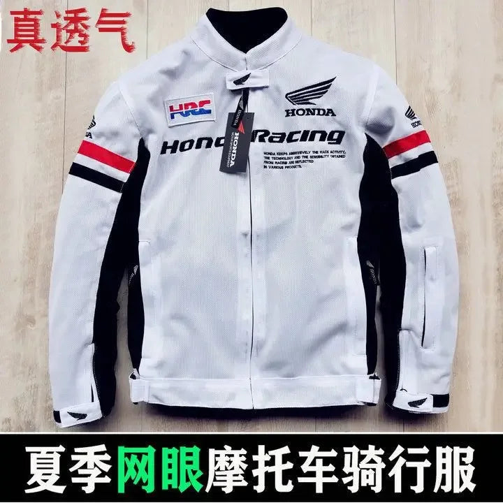 Men's Summer Motorcycle Racing Clothing Breathable Mesh Anti-Fall Honda Cycling Suit Comfortable Protective Gear for Bikers