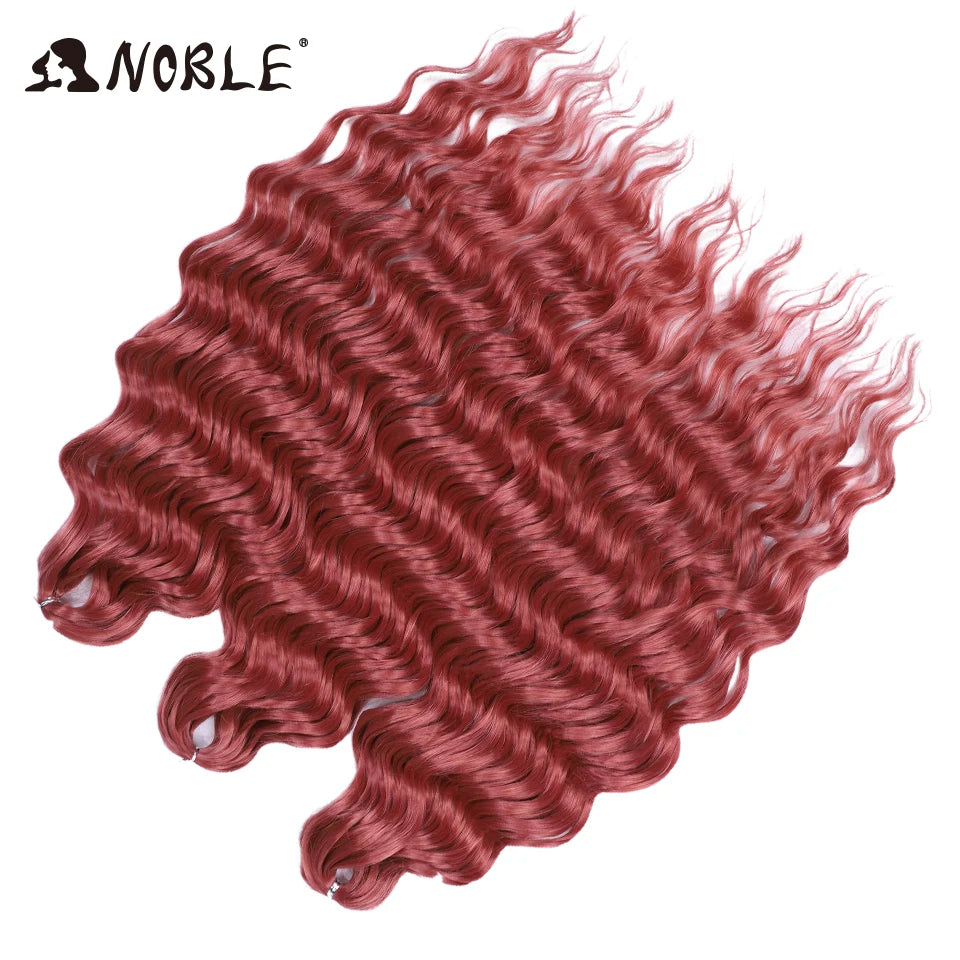 Noble 24 Inch Synthetic Hair Water Wave Braiding Hair Extensions Ombre Rainbow color Deep Wave Curl Twist Crochet Hair Extension