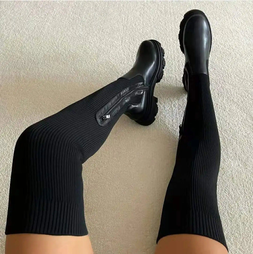 2025 Winter Shoes Women Socks Boots Fashion Over The Knee Thigh High Boots for Woman Plus Size Platform Shoes Sexy Zapatos Mujer