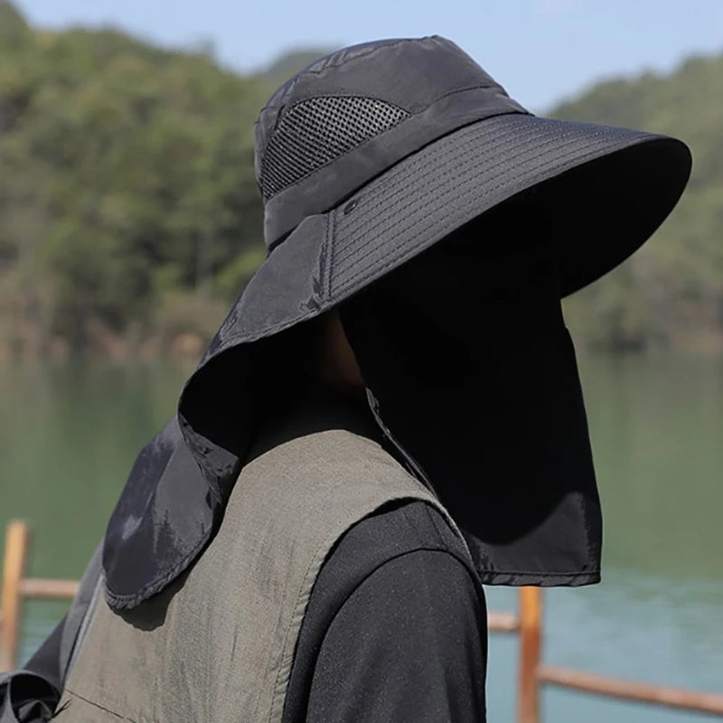 Outdoor Hunting Fishing Cap For Men Women Hiking Camping Visor Bucket Hat Neck Flap Fisherman Hat Summer Sun Hats UV Protection