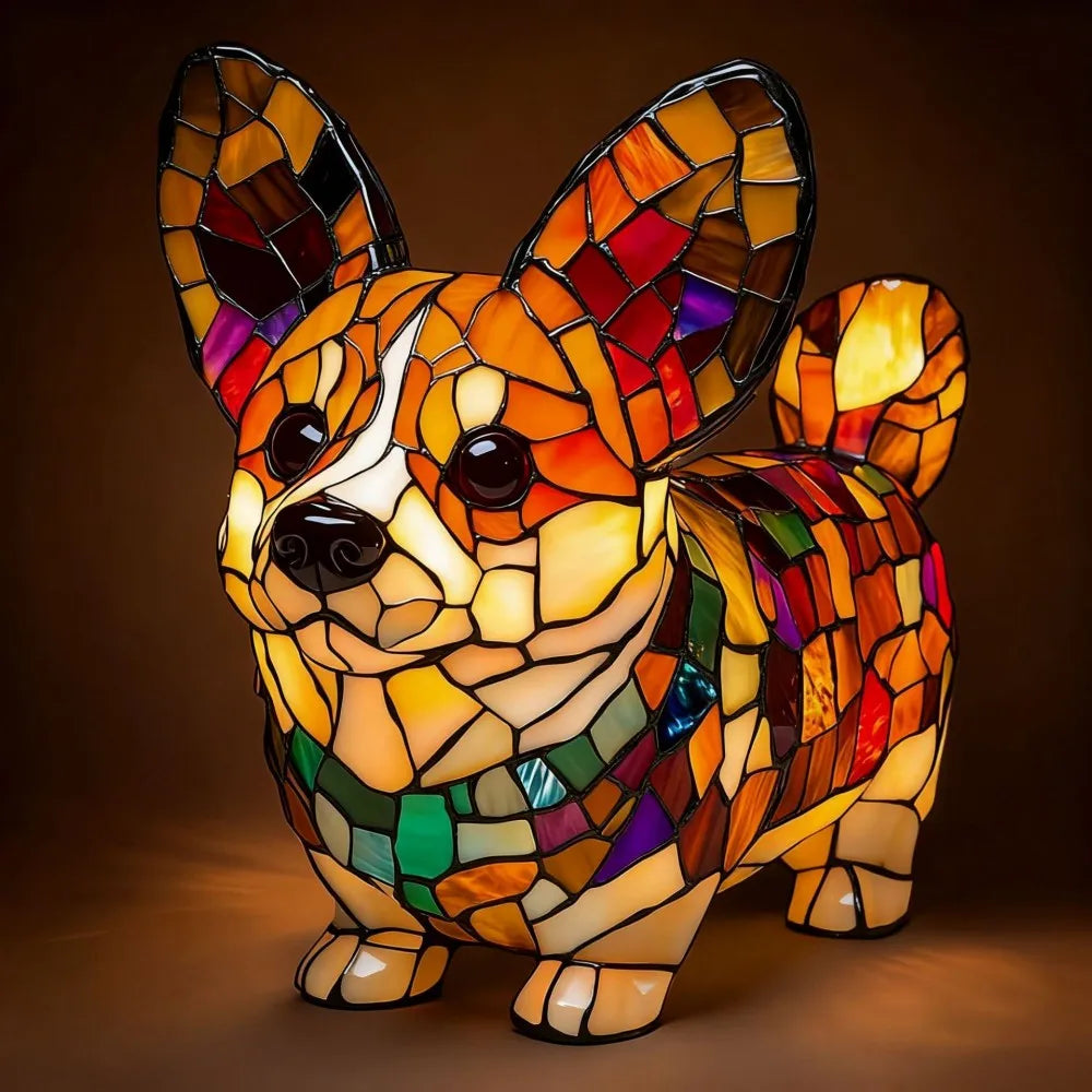 LED Night Light Glowing Dog Series Artistic Animal Statues French Bulldog Labrador Retriever Golden Retriever Resin Ornaments