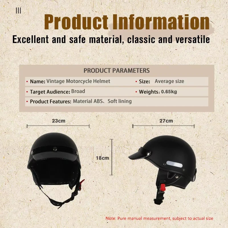 Vintage Helmet Motorcycle Helmet Cruiser half helmet Men Women Adult Child All seasons summertime Simple and nice