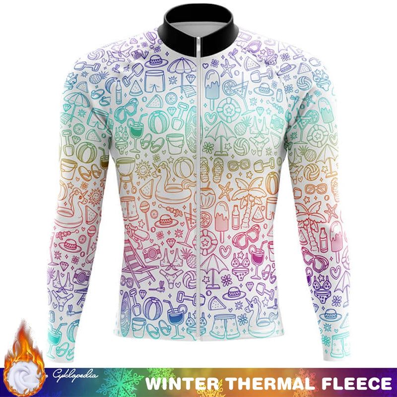 Cycling Clothing Man Thermal Fleece Jersey Winter Long Sleeve Men Men's Clothes Mens Uniform Outfit Retro Biking Cycle Bike Road