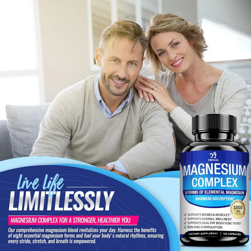 Magnesium Supplements, with Magnesium Glycinate, Malate & Citrate, Support Bone & Muscle Health, Metabolism, Sleep
