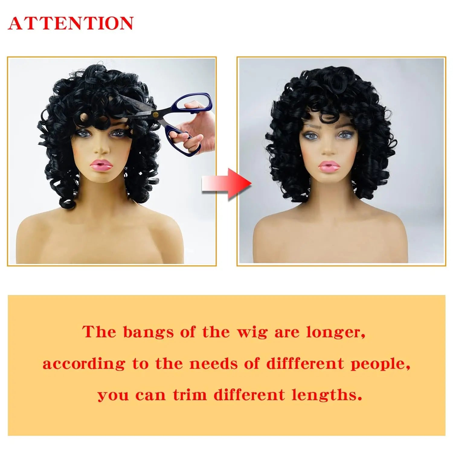 Short Curly Wig for Black Women, Soft Brown Blonde Big Curly Hair with Bangs, African Curly Hair, Heat-Resistant Daily Synthetic Wig for African American Women (T27)