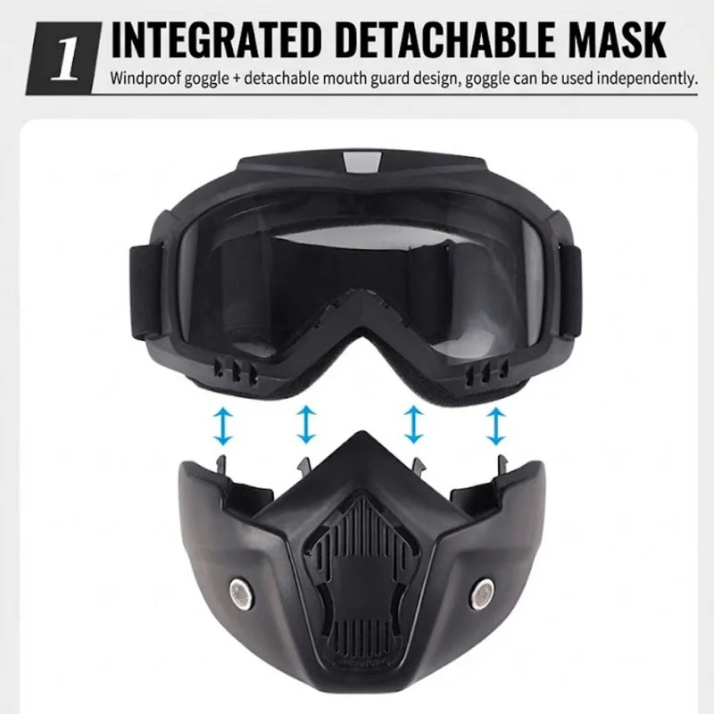 Cycling Dustproof Adjustable Motorcycle Goggles Breathable Full Face Protective Sunglasses Riding Outdoor Sport Windproof Mask