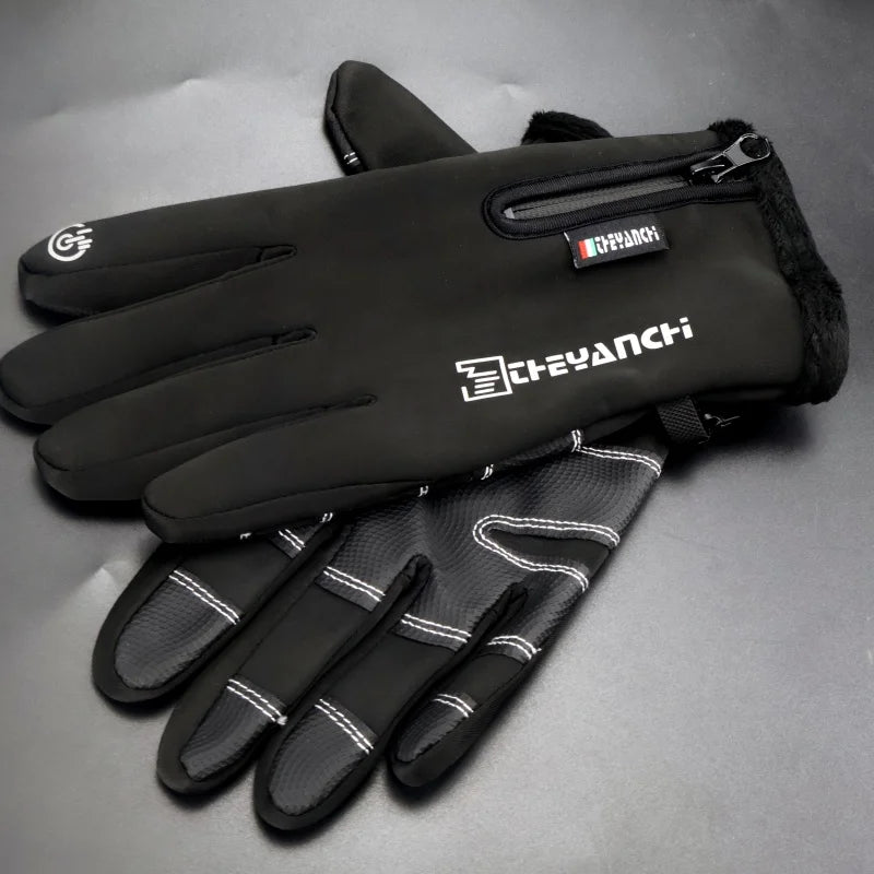 Motorcycle Gloves Touch Screen Motorbike Riding Gloves Winter Thermal Fleece Lined Water Resistant Skin-Friendly Cycling Gloves
