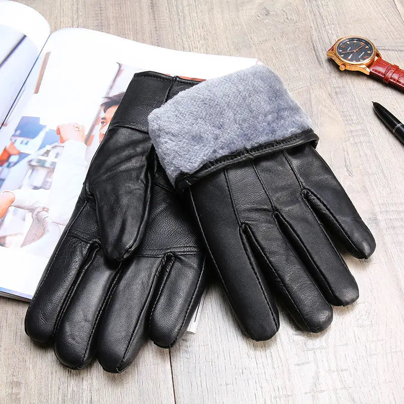 Leather Gloves Men Women Fleece Lined Warm Thin & Thickened Cotton Gloves for Motorcycle Riding Autumn Winter Wholesale