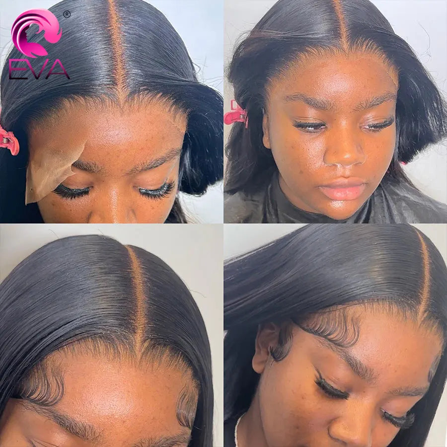 Eva 13x6 HD Lace Full Frontal Wig Silky Straight 180% Pre Plucked HD Lace Wig Invisible HD Lace Melt Skins Glueless Closure Wig
