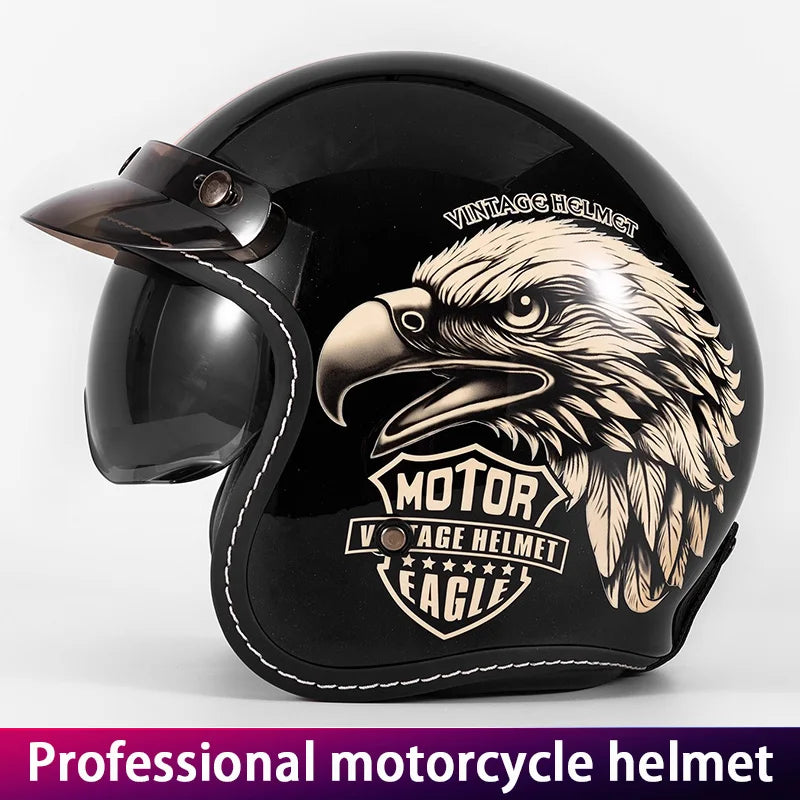 Retro Cruise Motorcycle Helmet Unisex Heavy Bike Riding Half Helmet Motorcycle 3/4 Helmet Vintage Style Cycling Protection