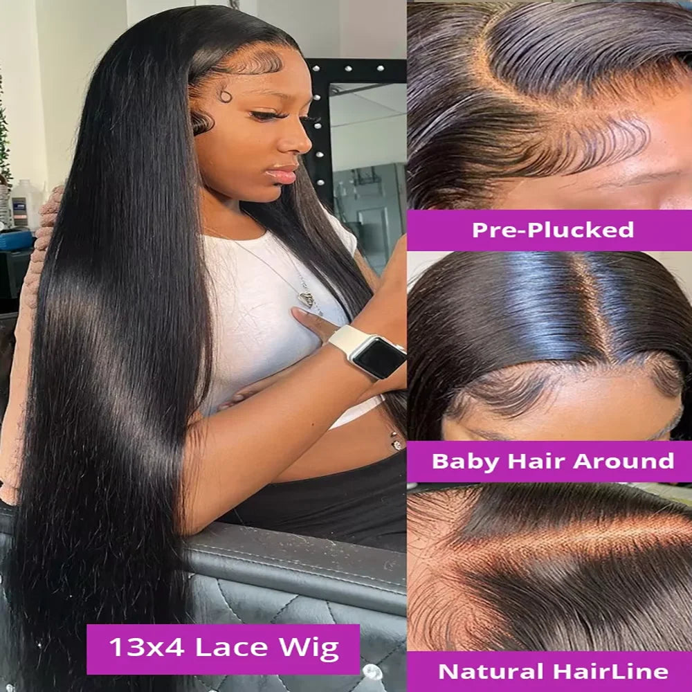 46 Inch 13x6 Bone Straight 13x4 HD Transparent Lace Human Hair Wigs Brazilian 360 Full Lace Front Wig Human Hair Wig For Women