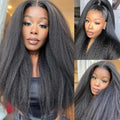Kinky Straight V Part Wig 12-32 Inch Glueless Wig Human Hair Yaki Straight Ready To Wear Remy Hair Wigs 200 Density No Lace Wigs