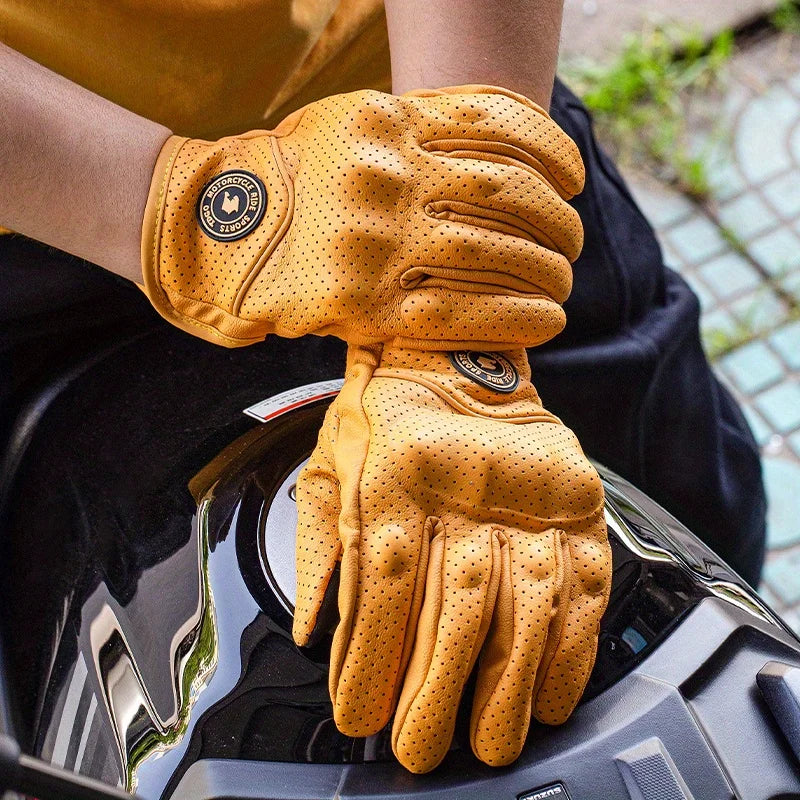 Motorcycle gloves windproof and waterproof leather men's riding gloves touch screen motorcycle off-road gloves winter