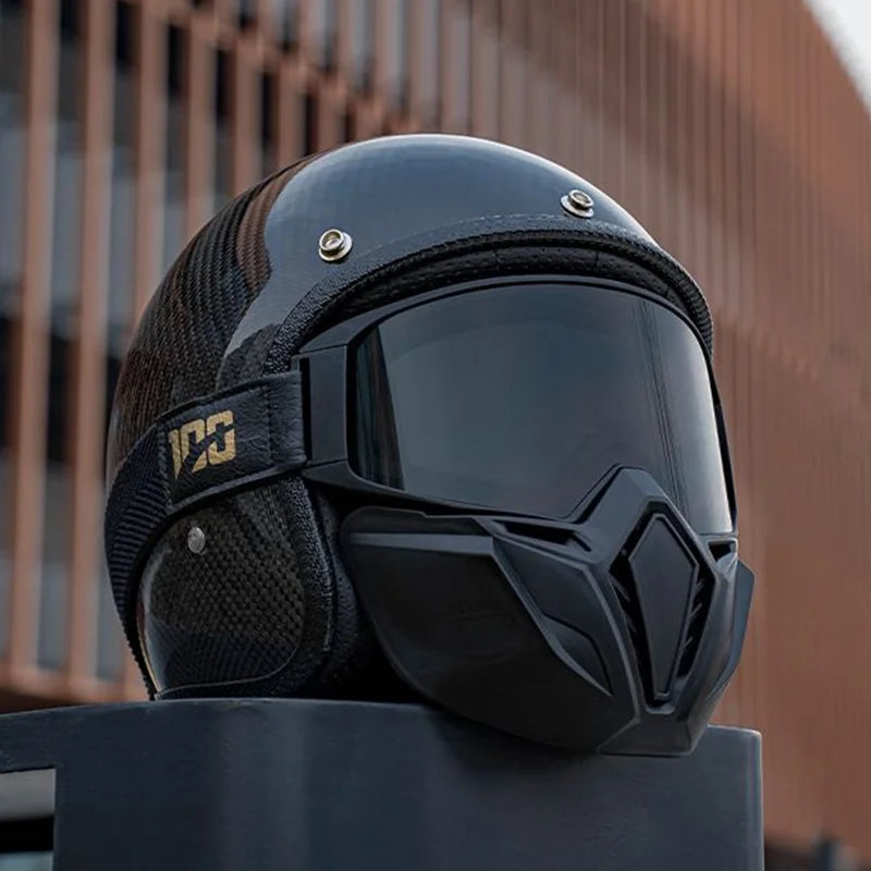 Open Face Helmet Carbon Fiber Motorcycle Helmets for Moto DOT Approved Four Seasons Universal 3K 12K Ultra Light 3/4 Jet Helmet