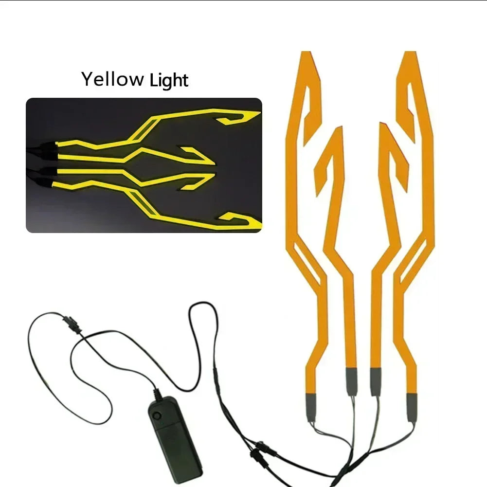 Motorcycle Helmet Light Night Riding Signal Helmet 4 in 1 EL Light 3 Mode Led Helmet Light Strip Decoration Accessories Kit
