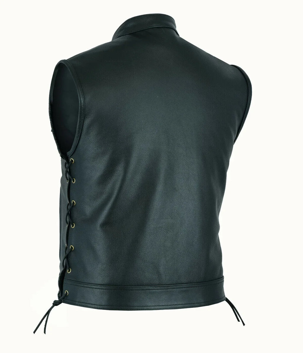 Vest Leather Punk Fashion Casual Coat Motorcycle Vest Men Solid Vest Fleet