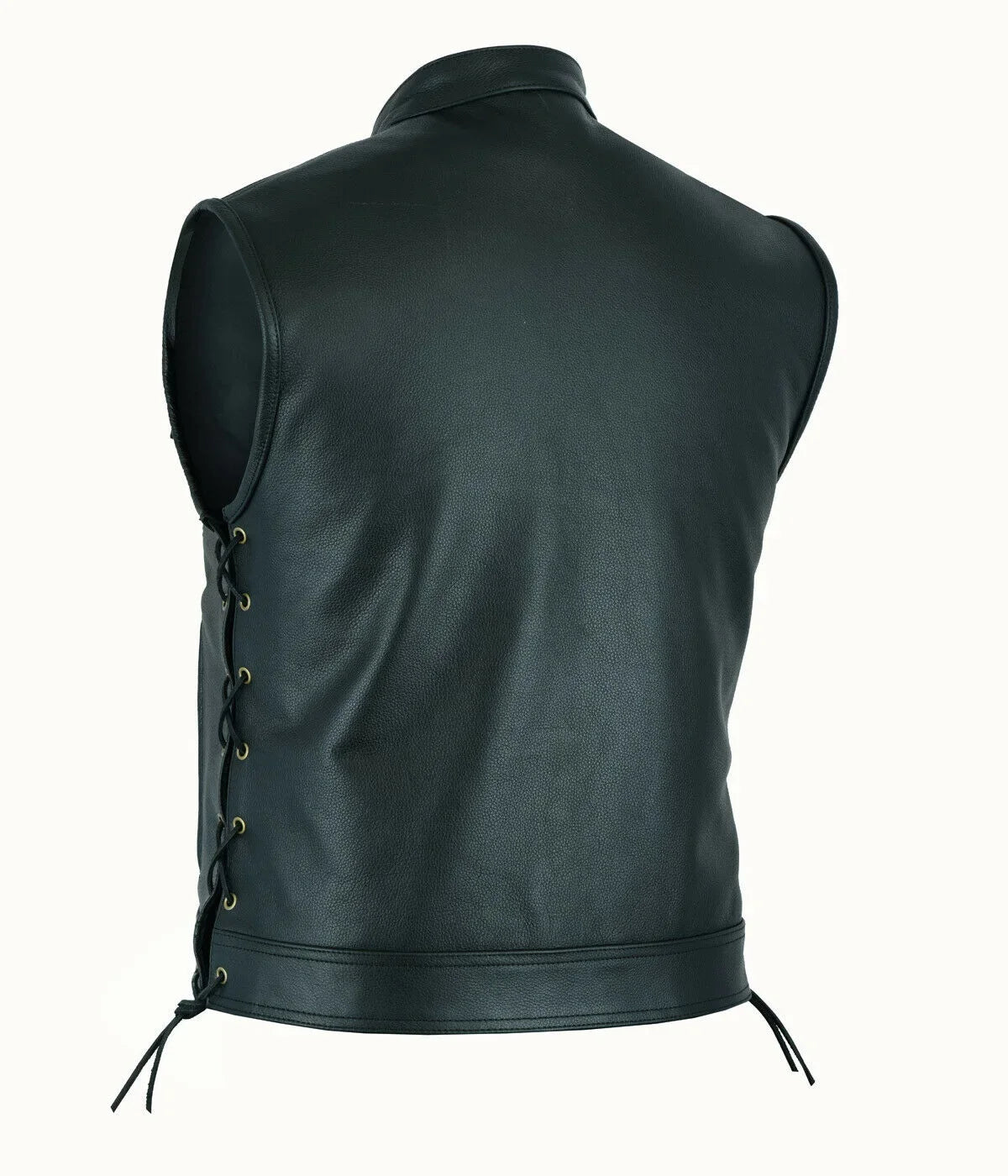 Vest Leather Punk Fashion Casual Coat Motorcycle Vest Men Solid Vest Fleet